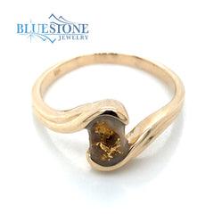 14K Yellow Gold Ring with an Oval Gold Quartz- Size 6