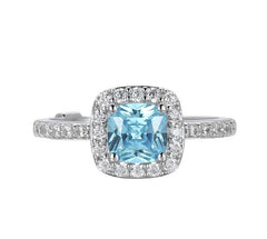 Sterling Silver Ring with Blue and Clear CZs - Size 9
