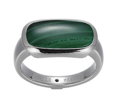 Sterling Silver Ring with Malachite- Size 9