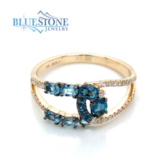 14kt Yellow Gold Topaz and Diamond Ring- 7.25