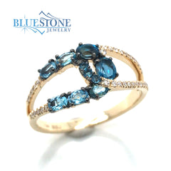14kt Yellow Gold Topaz and Diamond Ring- 7.25