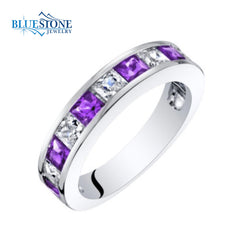 Sterling Silver Amethyst and CZ Ring- size 7