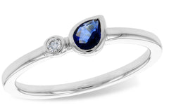 14KT White Gold Sapphire And Diamond Ring - Size 6.75