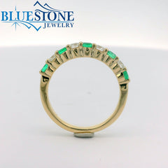 14K Yellow Gold Emerald and Diamond Ring