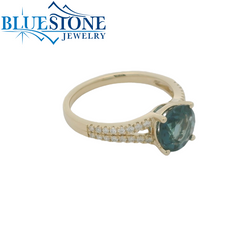 14K Yellow Gold London Blue Topaz and Diamond Ring