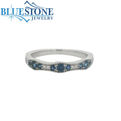 14kt White Gold Ring with Sapphires & Diamonds- Size 7