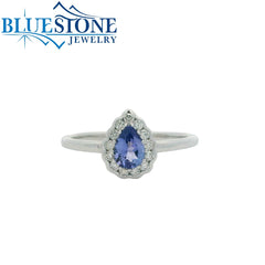 14k White Gold Tanzanite Diamond Ring*size 6