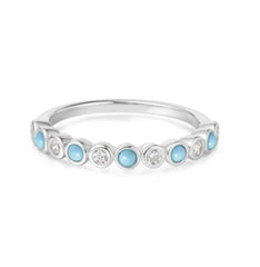 Sterling Silver & Rhodium Plated Ring w/Turquoise - Size 7.5