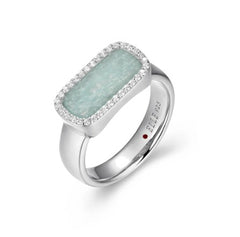 Sterling Silver Ring with Amazonite and Cubic Zirconia's - Size 6