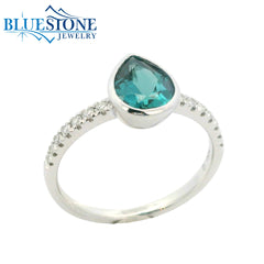 14K White Gold Alexandrite and Diamond Ring- Size 6.75