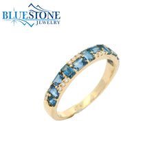 14KYG Ring w/ Sapphires and Diamonds - Sz. 7