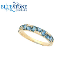 14KYG Ring w/ Sapphires and Diamonds - Sz. 7