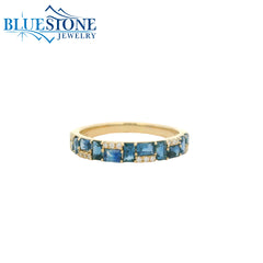 14KYG Ring w/ Sapphires and Diamonds - Sz. 7