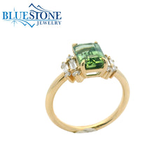 14kt Yellow Gold Ring with Tourmaline and Diamonds- Size 6.5