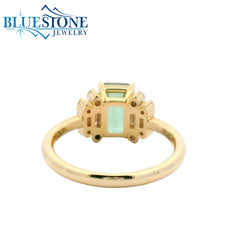 14kt Yellow Gold Ring with Tourmaline and Diamonds- Size 6.5