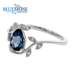 14kt White Gold Topaz and Diamond Ring- Size 7