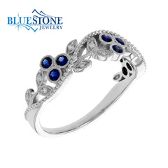 14kt White Gold Sapphire and Diamond Ring- Size 7