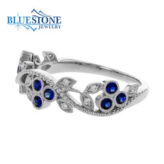 14kt White Gold Sapphire and Diamond Ring- Size 7
