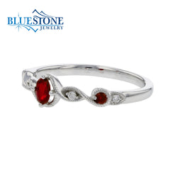 14kt White Gold Ruby and Diamond Ring- Size 7