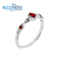 14kt White Gold Ruby and Diamond Ring- Size 7