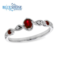 14kt White Gold Ruby and Diamond Ring- Size 7