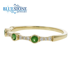 14kt Yellow Gold Emerald and Diamond Ring- Size 7