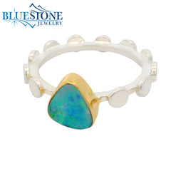Silver & Gold Australian Opal Ring- Size 7