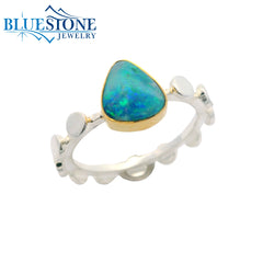 Silver & Gold Australian Opal Ring- Size 7