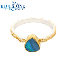 Silver & Gold Australian Opal Ring- Size 6