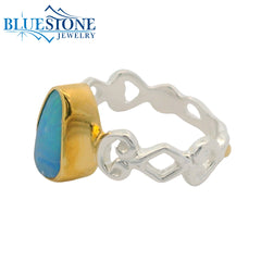 Silver & Gold Australian Opal Ring- Size 6
