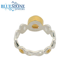 Silver & Gold Ethiopian Opal Ring- Size 6