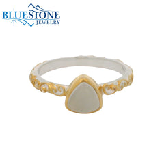 Silver & Gold Moonstone Ring- Size 7
