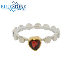 Silver & Gold Garnet Ring- Size 7