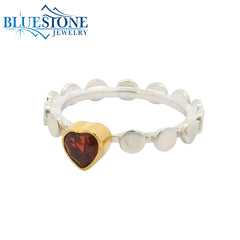 Silver & Gold Garnet Ring- Size 7