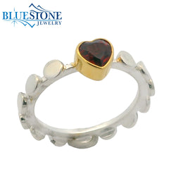 Silver & Gold Garnet Ring- Size 7