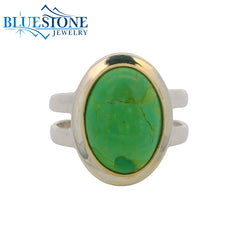 Silver & Gold Turquoise Ring- Size 8