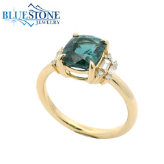 14K Gold Ring with Bi-Colored Indicolite Tourmaline. Size 7