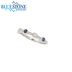 14KWG Ring w/ Diamonds & Sapphires - Sz. 7