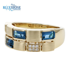 14kt Yellow Gold Topaz and Diamond Ring- Size 7.25