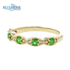 14kt Yellow Gold Emerald and Diamond Ring- Size 7