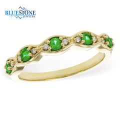 14kt Yellow Gold Emerald and Diamond Ring- Size 7