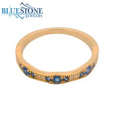 14kt Yellow Gold Ring with Sapphires & Diamonds- Size 7.75