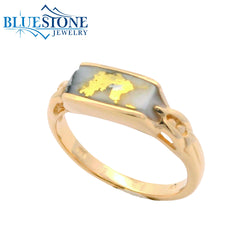 14K Yellow Gold Ring w/ Gold Quartz - Size 7.25
