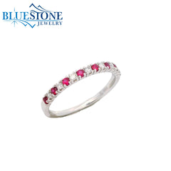 14KWG Ruby & Diamond Ring - Size 7