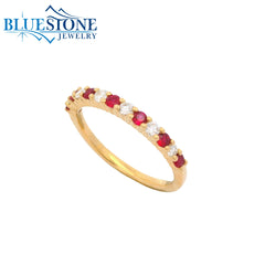 14KYG Ruby & Diamond Ring - Size 7