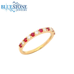 14KYG Ruby & Diamond Ring - Size 7