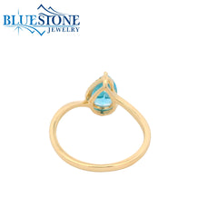 14KYG Pear Cut Blue Topaz Ring - Size 7