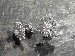 Sterling Silver Snowflake Stud Earrings with CZs