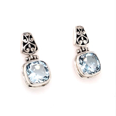 Sterling Silver Post Earrings w/  Blue Topaz - Small