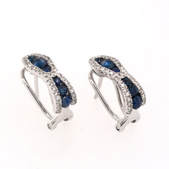 14KWG Omega-Back Earrings w/ Sapphires & Diamonds